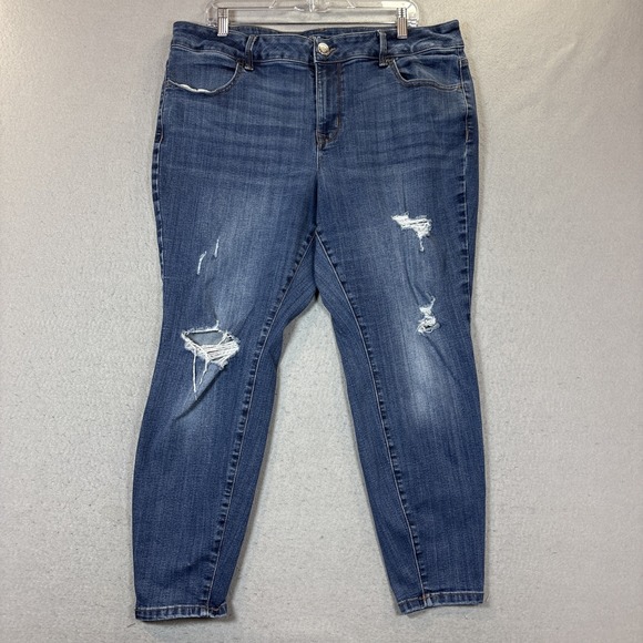 Maurices Denim - M Jeans By Maurices Size 18W Short Skinny Mid Rise Stretch Jeans Distressed‎
